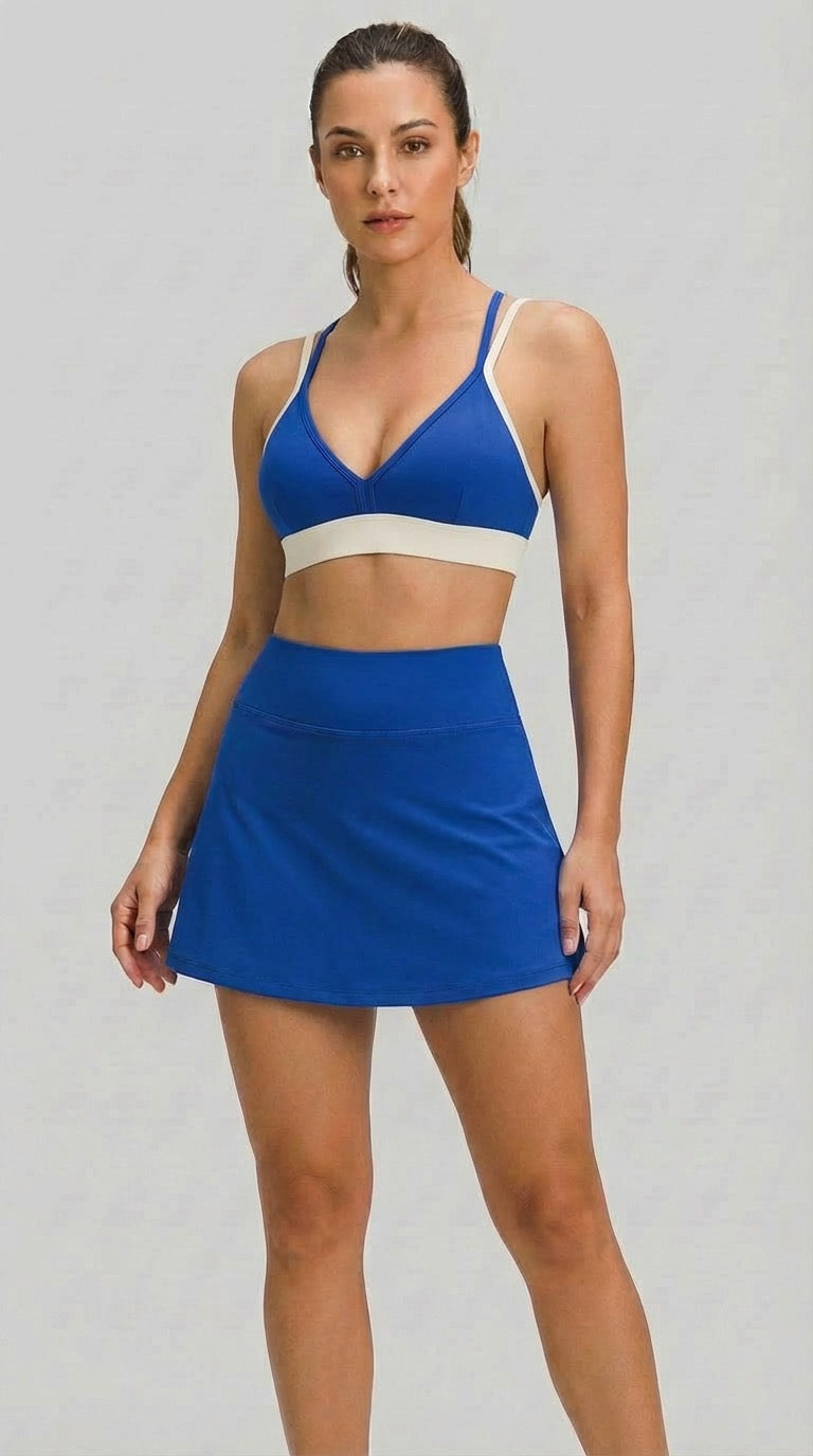 Conjunto de Short Saia fitness feminino de alta compressão e zero transparência