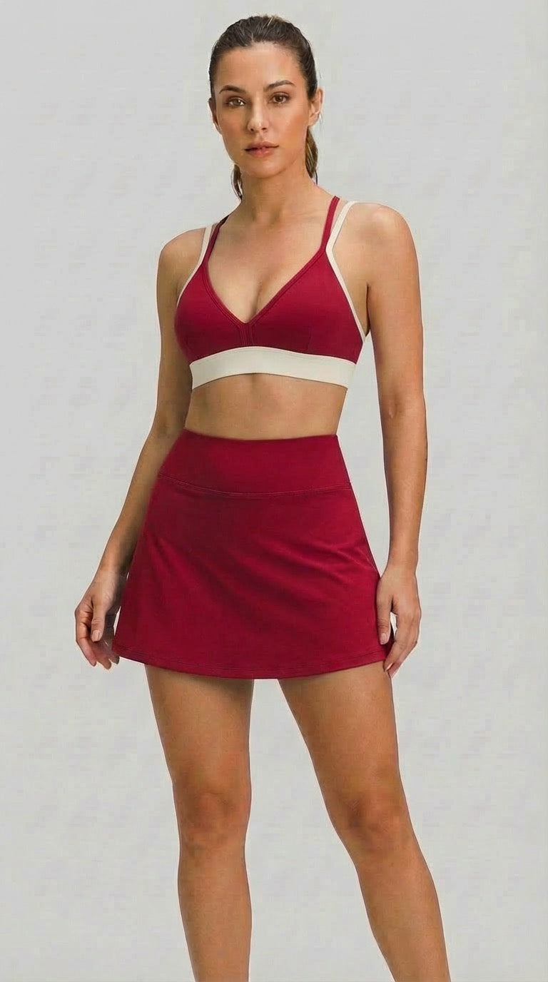 Conjunto de Short Saia fitness feminino de alta compressão e zero transparência