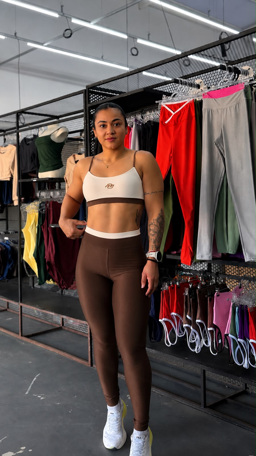 Conjunto Fitness Feminino Canelado Poliamida Sem Transparência Legging Cintura Alta