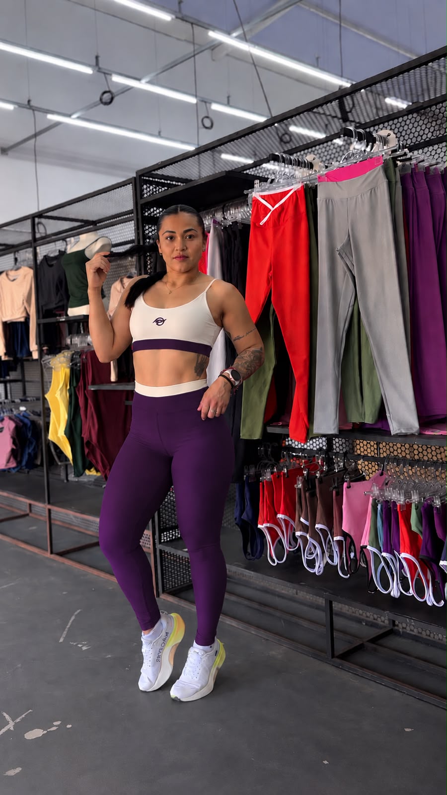 Conjunto Fitness Feminino Canelado Poliamida Sem Transparência Legging Cintura Alta