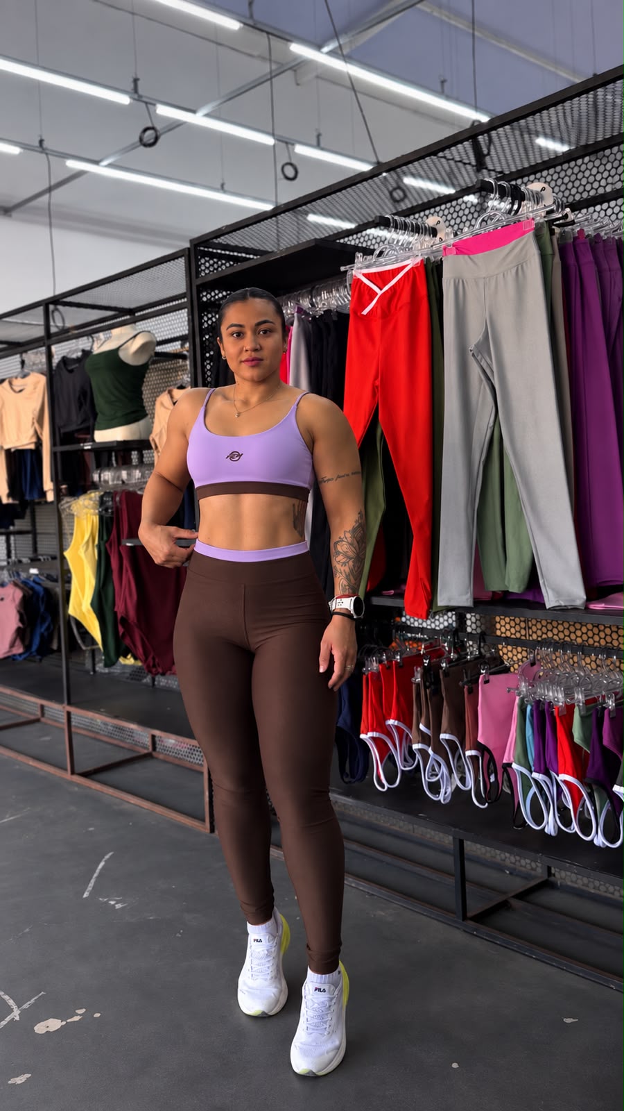 Conjunto Fitness Feminino Canelado Poliamida Sem Transparência Legging Cintura Alta