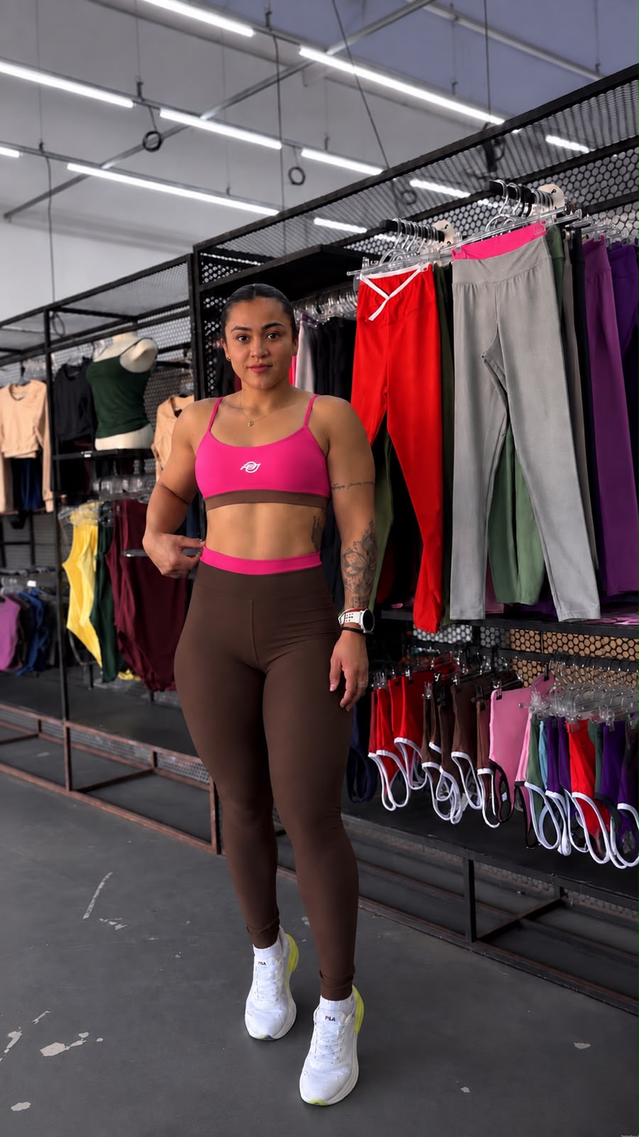 Conjunto Fitness Feminino Canelado Poliamida Sem Transparência Legging Cintura Alta