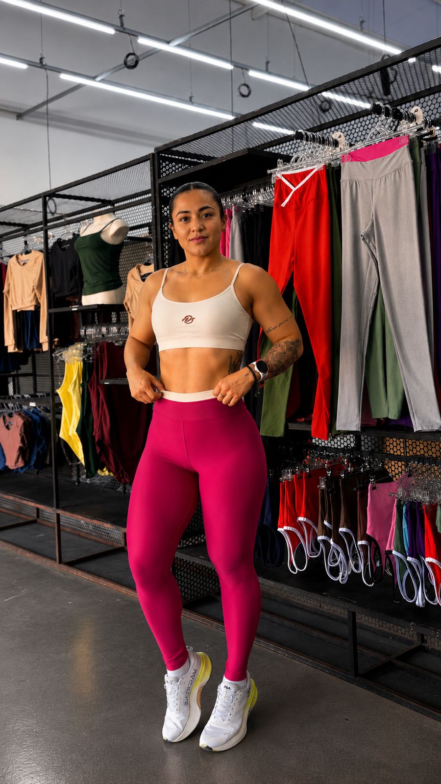 Conjunto Fitness Feminino Canelado Poliamida Sem Transparência Legging Cintura Alta