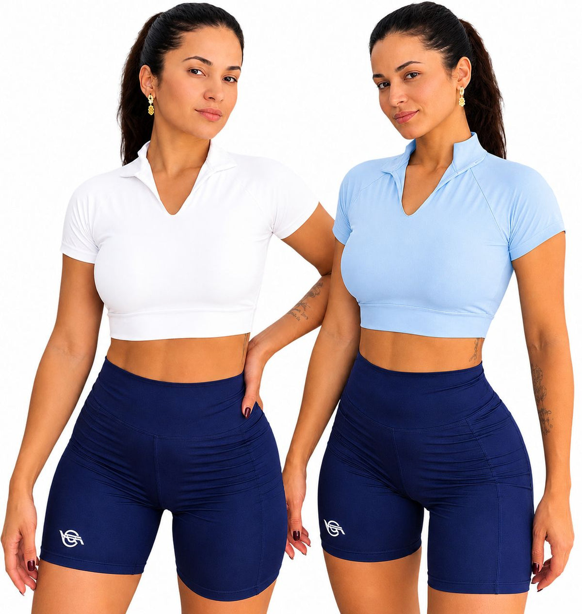 Kit com 2 Cropped Fitness Feminino em Microfibra