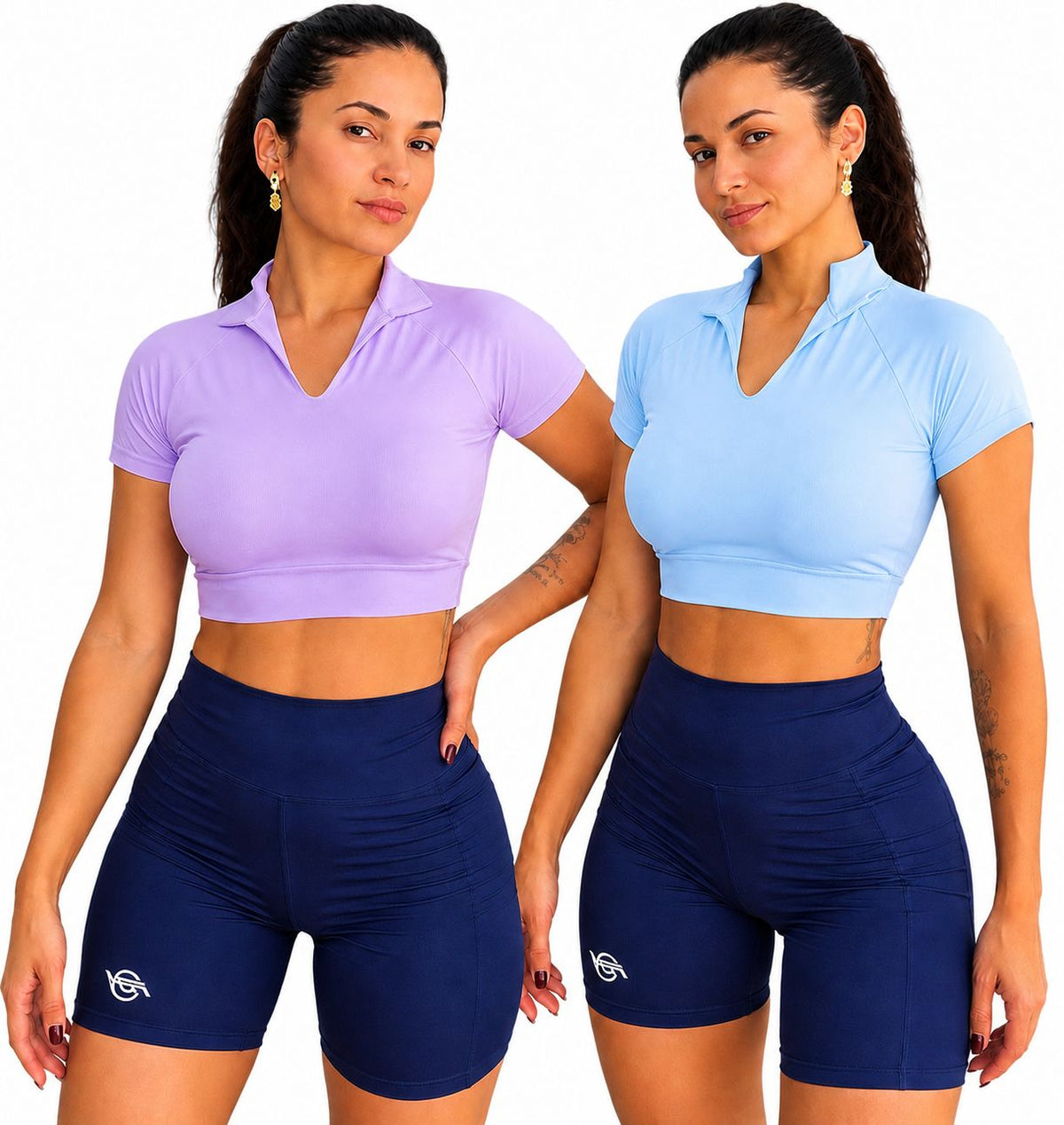 Kit com 2 Cropped Fitness Feminino em Microfibra