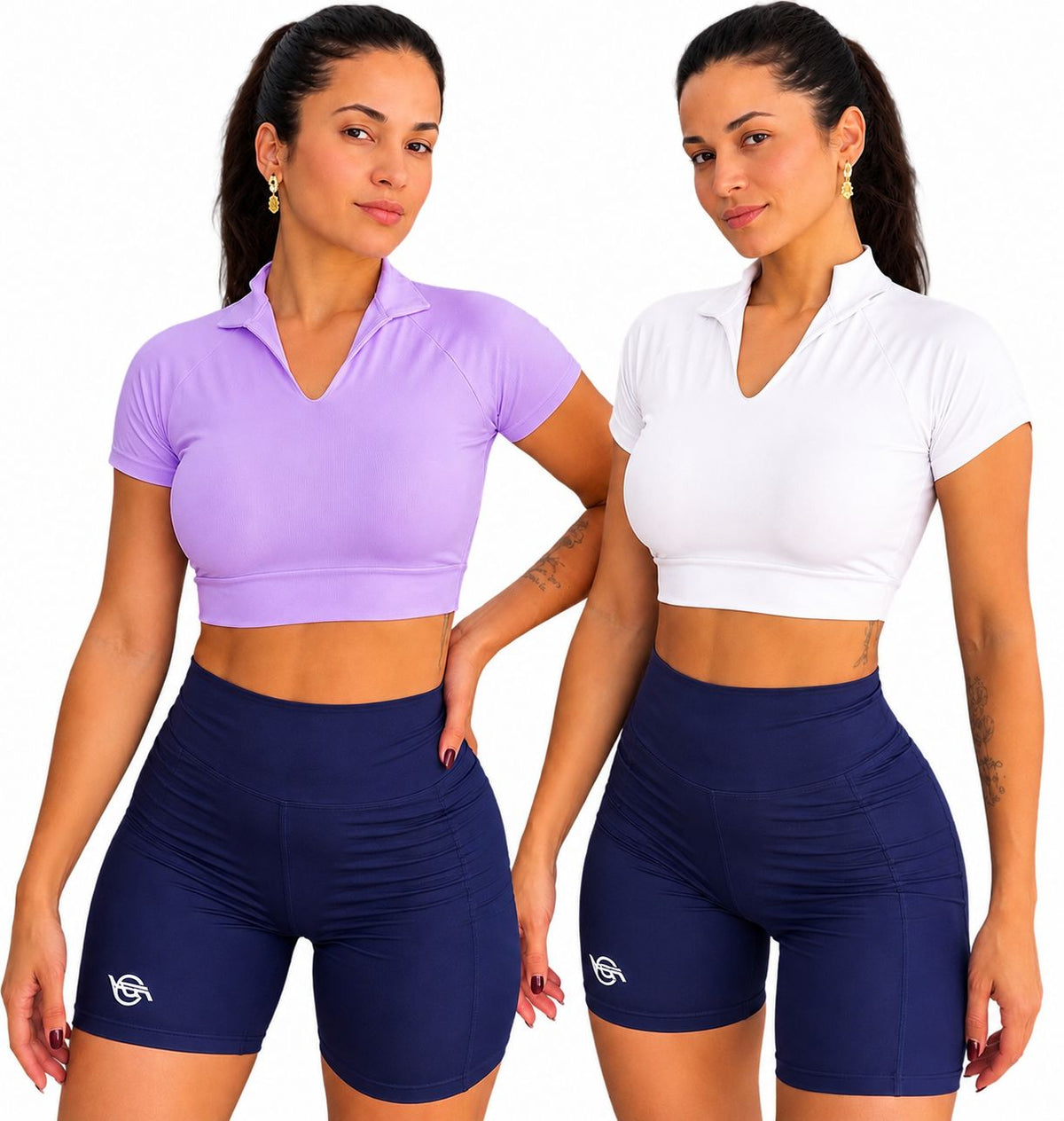 Kit com 2 Cropped Fitness Feminino em Microfibra
