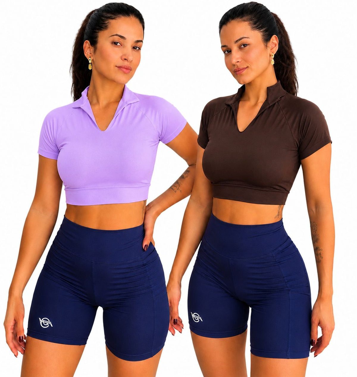 Kit com 2 Cropped Fitness Feminino em Microfibra