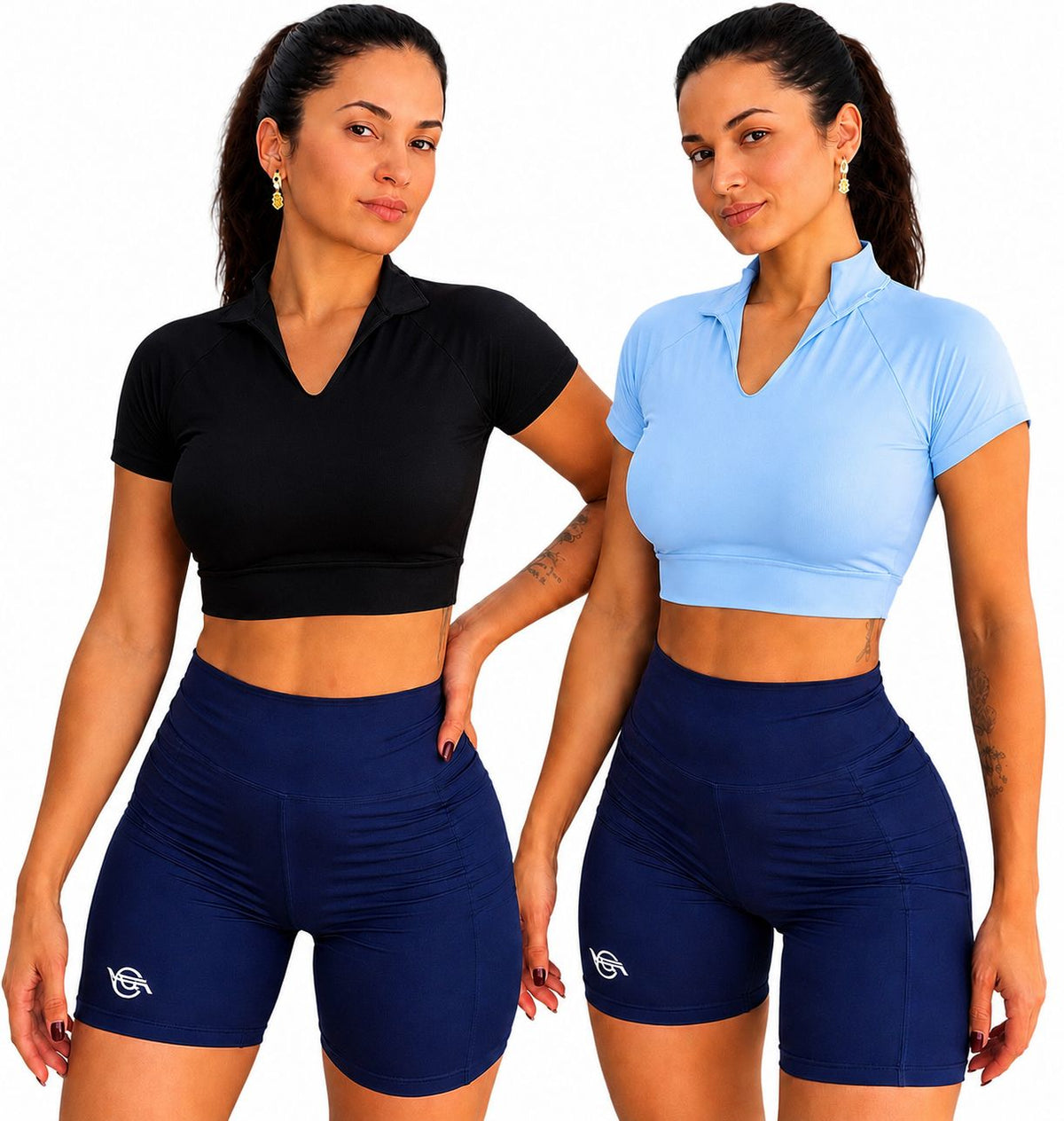 Kit com 2 Cropped Fitness Feminino em Microfibra