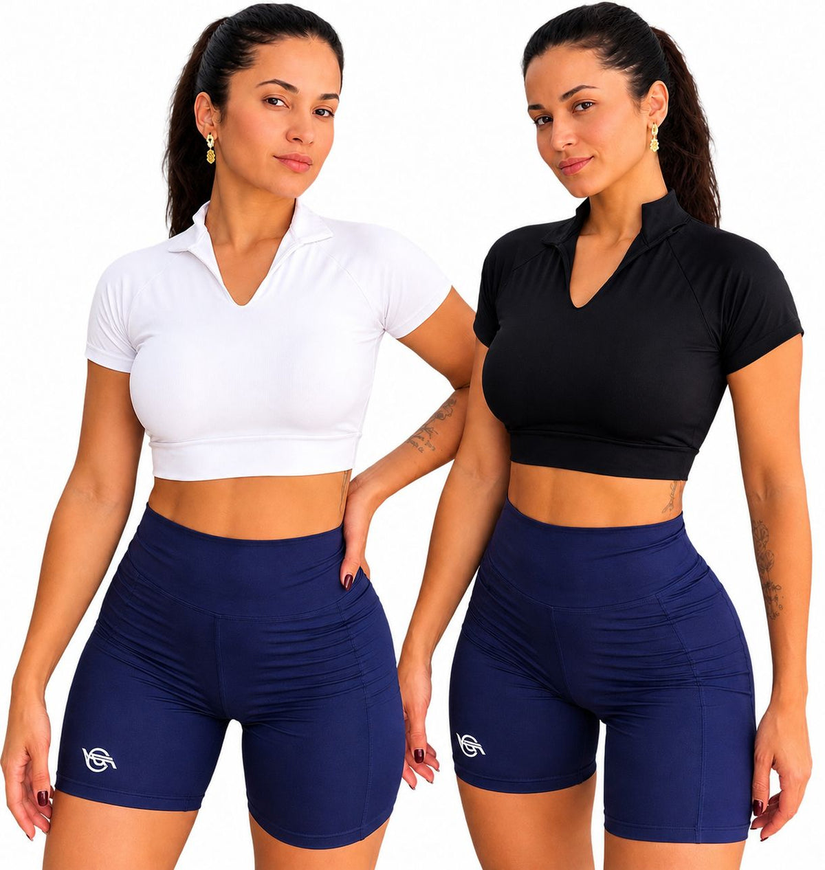 Kit com 2 Cropped Fitness Feminino em Microfibra