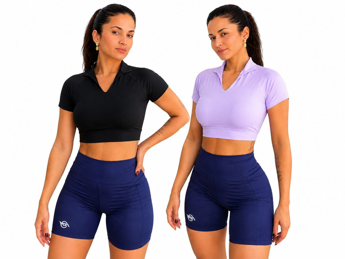 Kit com 2 Cropped Fitness Feminino em Microfibra