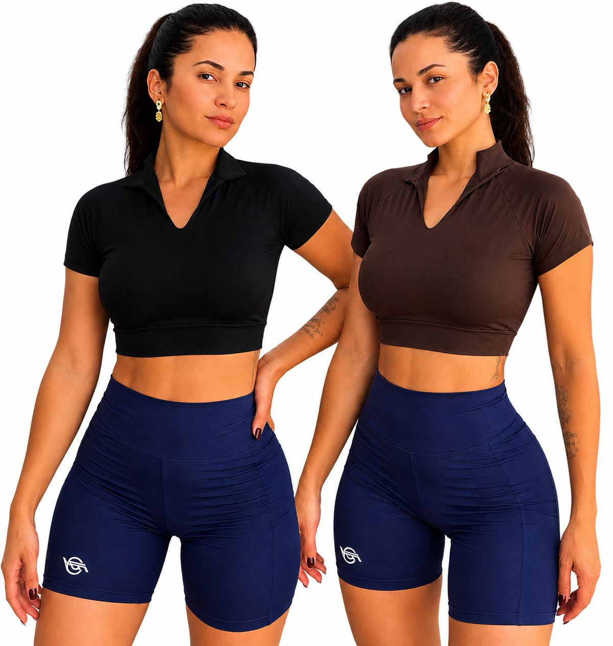 Kit com 2 Cropped Fitness Feminino em Microfibra