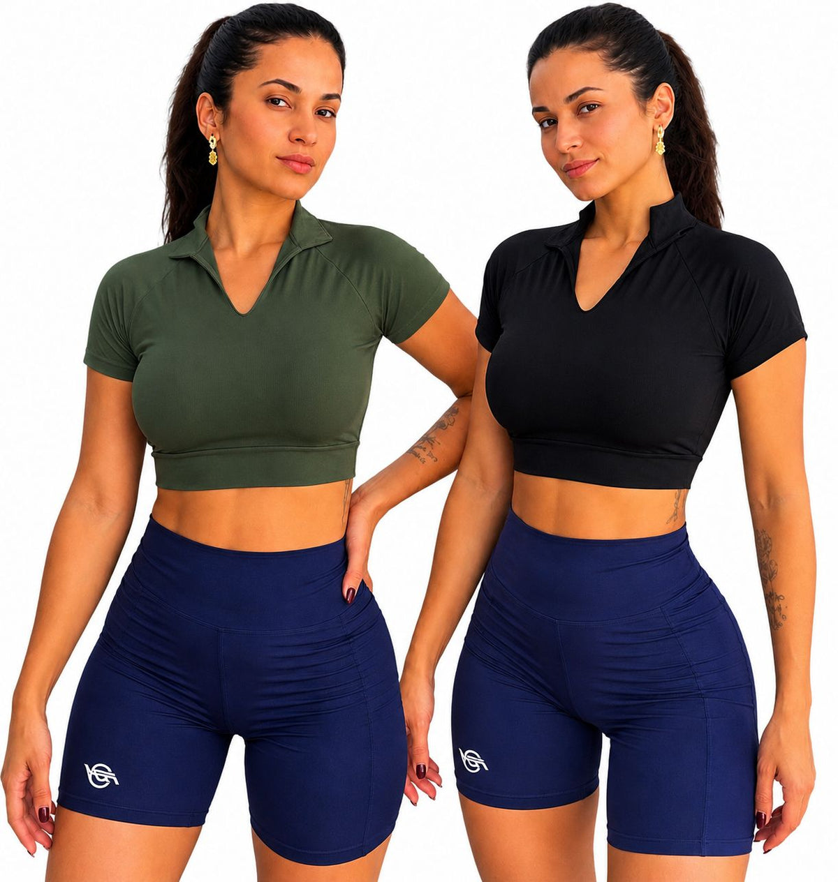 Kit com 2 Cropped Fitness Feminino em Microfibra