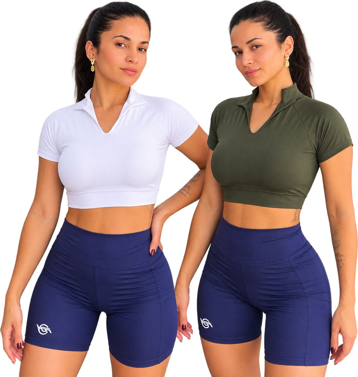 Kit com 2 Cropped Fitness Feminino em Microfibra