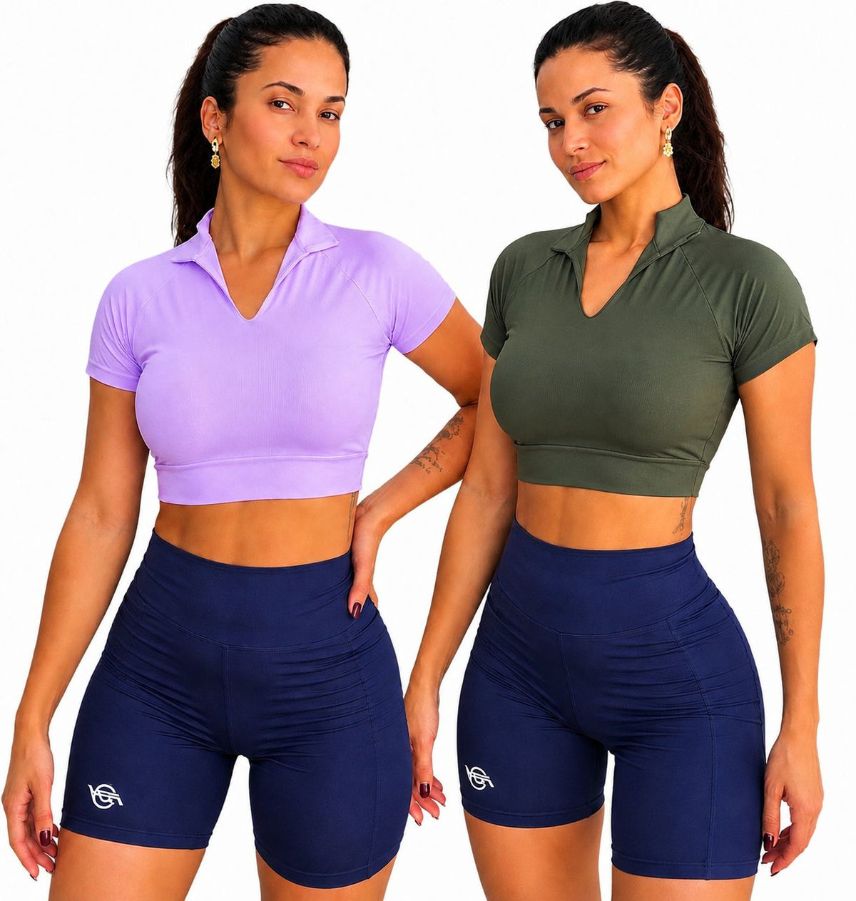 Kit com 2 Cropped Fitness Feminino em Microfibra