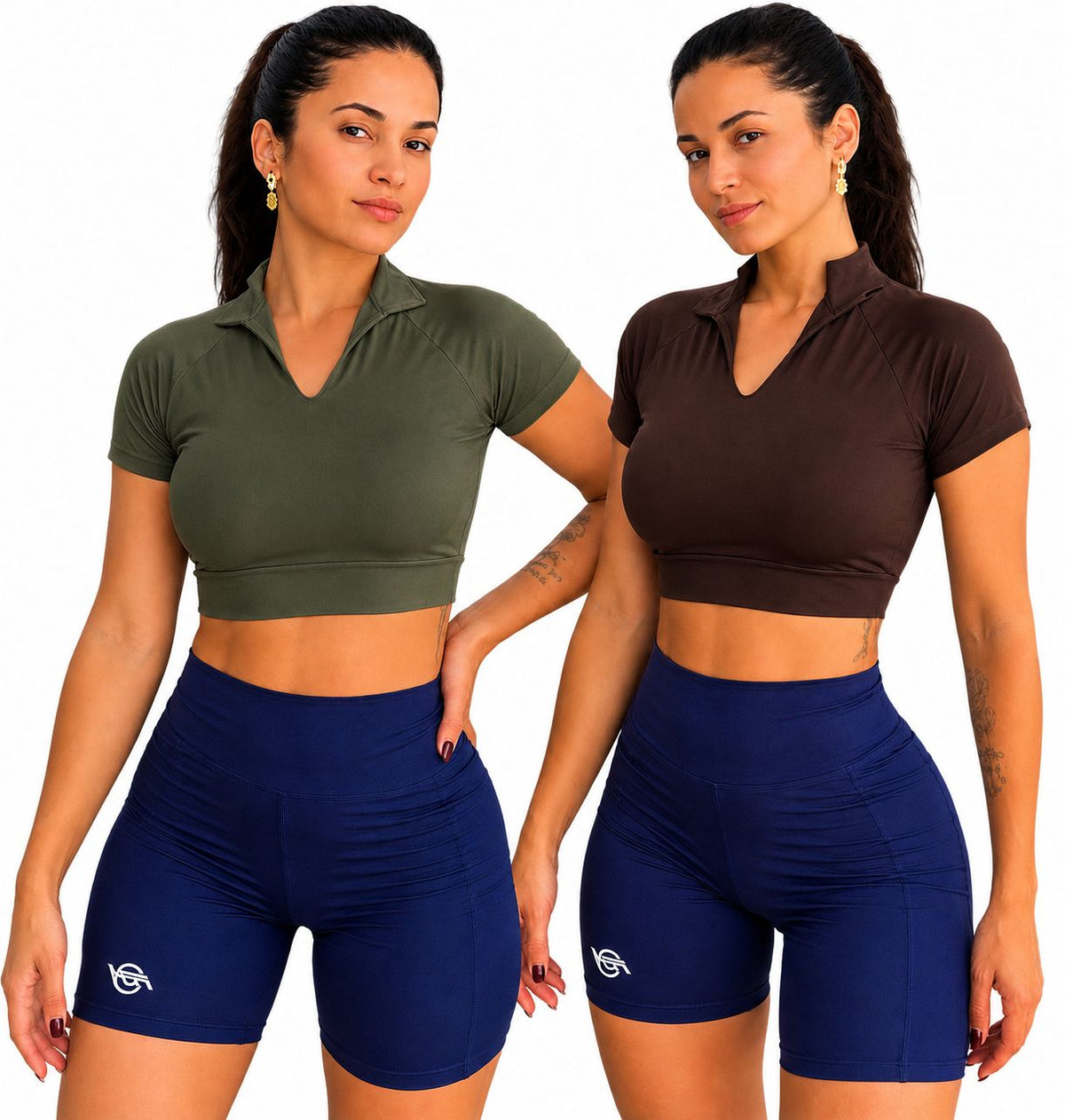 Kit com 2 Cropped Fitness Feminino em Microfibra